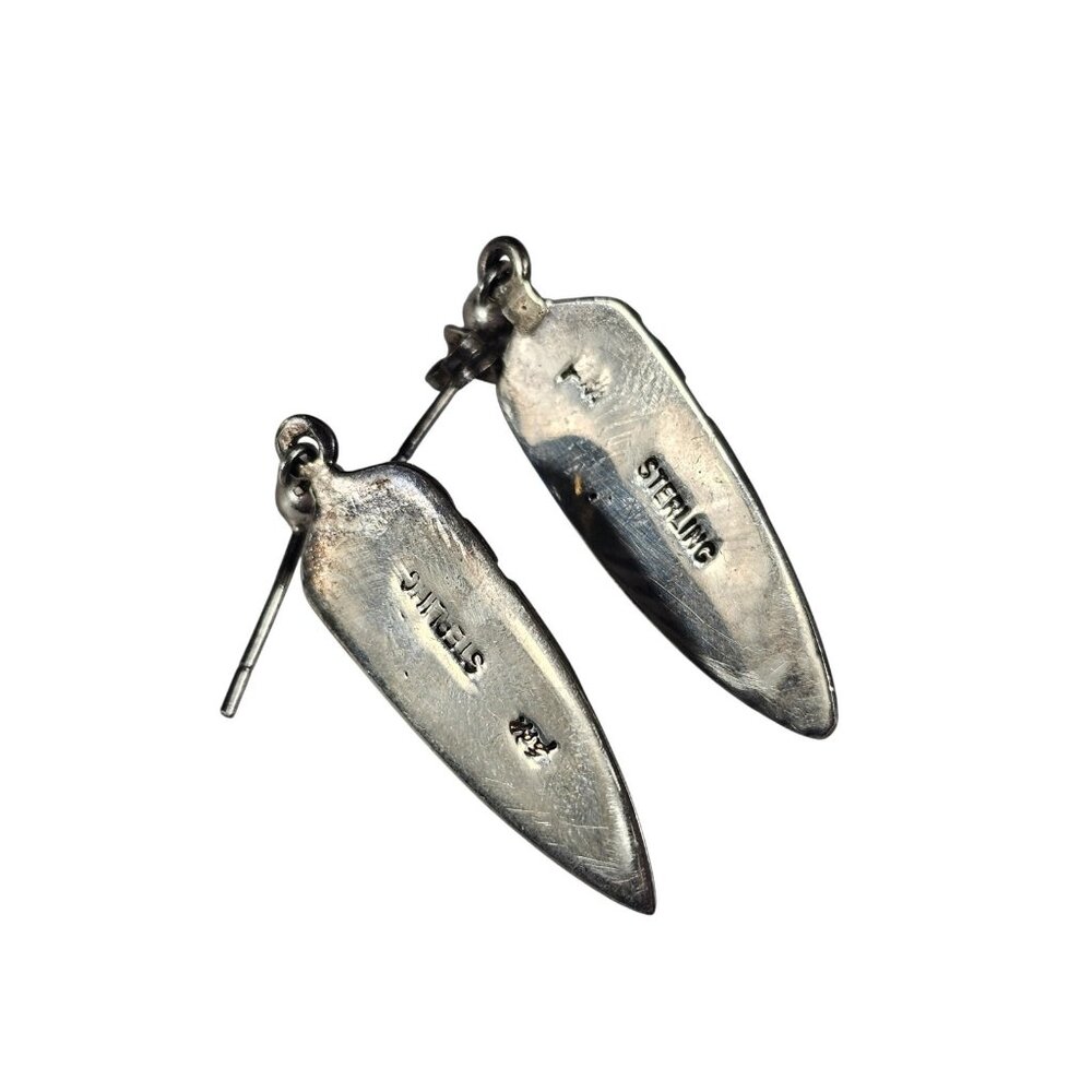 Kingman Turquoise set in Sterling Silver Earring Pair Set South Western Style - Picture 2 of 6
